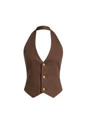 Halter linen vest - Beige