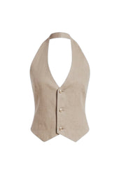 Halter linen vest - Beige